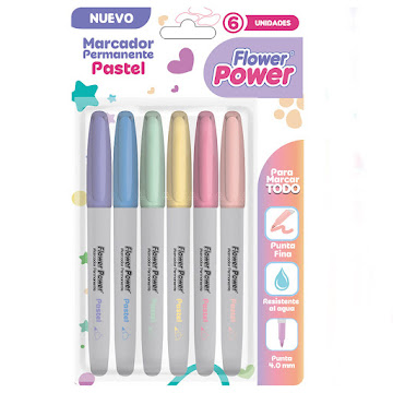 Marcadores Permanentes Primavera Flower Power Pastel x 6 und  