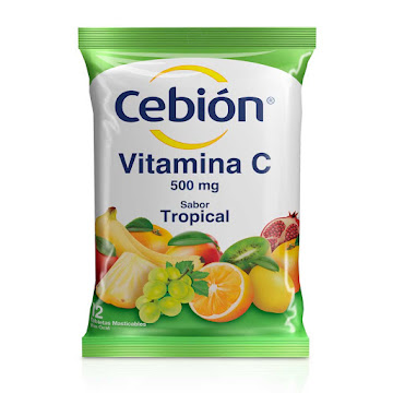 Cebión Vitamina C 500 Mg P&G Sabor Tropical Paquete x 12 Tabletas  