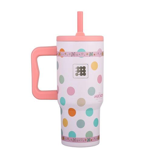 Termo Mini Tumbler x Disney Cubitt Bolsa x 1 Termo Cubitt Mini Tumbler x Disney: Tamaño compacto, rendimiento completo. 709 ml, conserva frío 24h. Tapa antiderrames con sorbete, acero inoxidable libre de BPA.