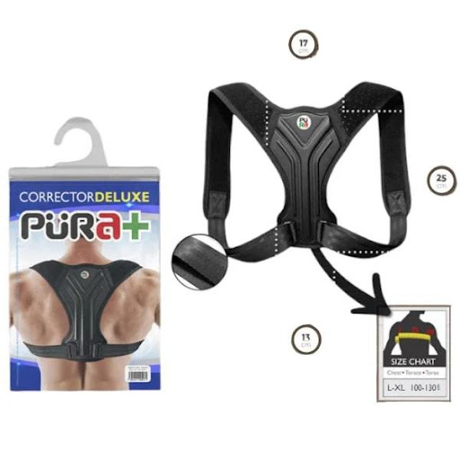 5588 CORRECTOR POSTURA PREMIUM L/XL Pura +  x 1 Dispositivo ergonómico diseñado para mejorar la postura y reducir la tensión en la espalda y hombros. Fabricado con materiales transpirables y elásticos para brindar soporte sin limitar el movimiento.