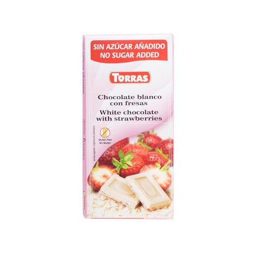 Chocolatina Torras Chocolate Blanco Con Fresas x 75 gr
