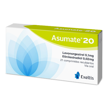 Asumate 20 Levonorgestrel + Etinilestradiol 0,1mg/0,02mg Caja x 21 Comprimidos  