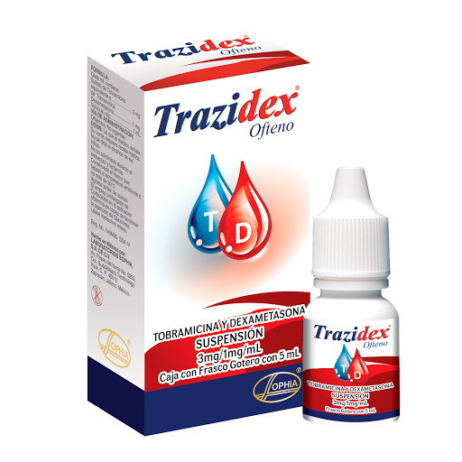 Trazidex Ofteno Tobramicina + Dexametasona 3mg/1mg Sophia Frasco x 5 ml