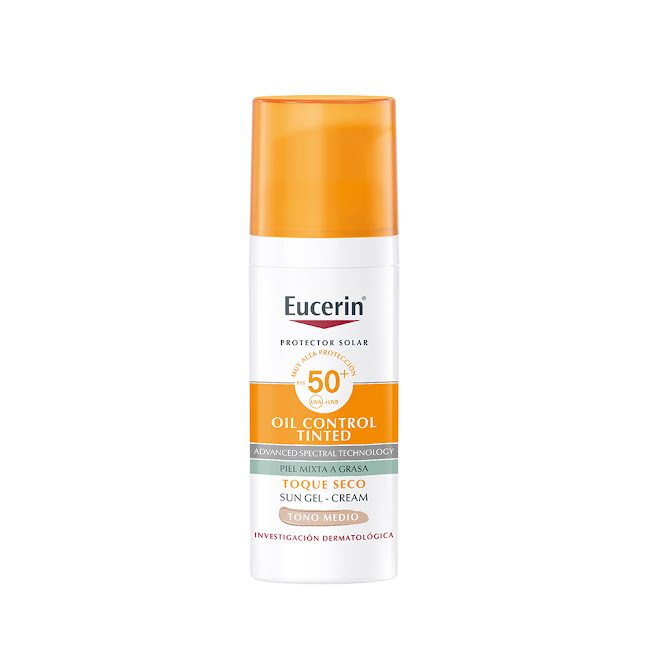 Protector Solar Eucerin Fps+50 Oil Control Tinted Toque Seco Tono Medio x 50 ml  