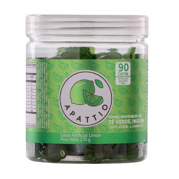 Gomas Apattio L Carnitina +  Inulina + Té verde 100mg/100mg/100mg Super D Frasco x 270 gr  
