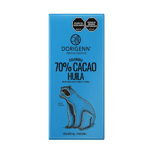 BARRA DE CHOCOLATE DORIGENN 70% HUILA 50 GRM D-ORIGENN CAJA x 1 Chocolate Premium en diferentes % de cacao que te otorgan una gran variedad de notas, sabores y aromas distintivos de cada región
