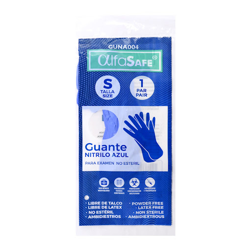 Guante Nitrilo Alfasafe Azul Talla S x 1 und