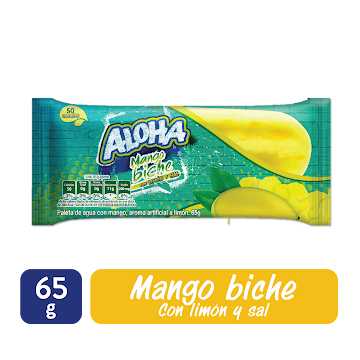 Paleta De Agua Aloha Mango Biche Con Limon Y Sal Crem Helado X65g   
