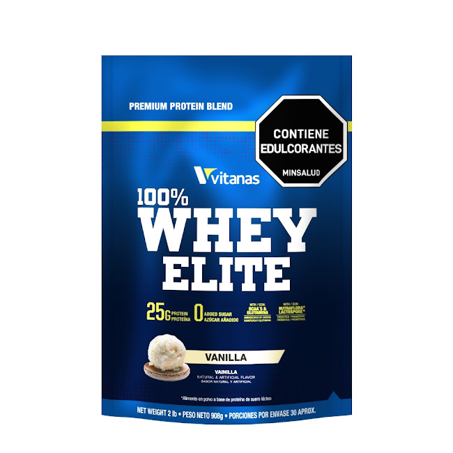 Proteína Whey Elite 100% Vainilla Bolsa x 908 gr  