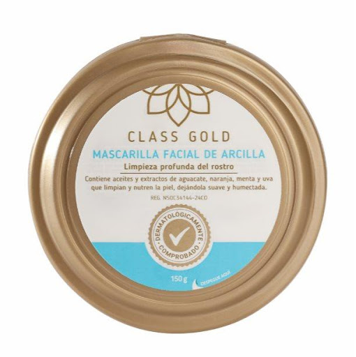 Mascarilla Class Gold Arcilla I Limpieza profunda 150gr Class Gold Frasco x 150gr Es ideal para piel seca. Contiene extractos de aceites de aguacate, naranja, pepino. Dermatológicamente comprobada.

BENEFICIOS: Tiene ingredientes que nutren la piel dejándola suave y humectada. Remu
