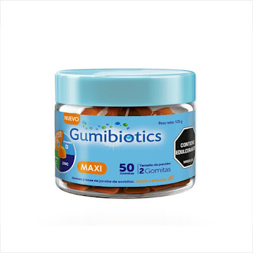 Gomitas Gumibiotics Con Probióticos, Vitamina C, D Y Zinc Sabor Naranja Frasco x 50 und  