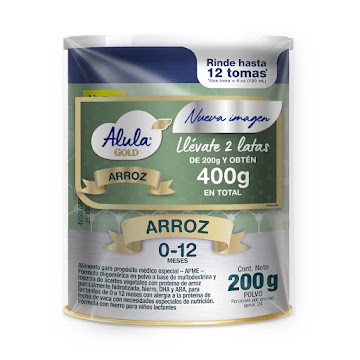 Formula Infantil Alula Gold Arroz 0 A 12 Meses Lata x 400 gr  