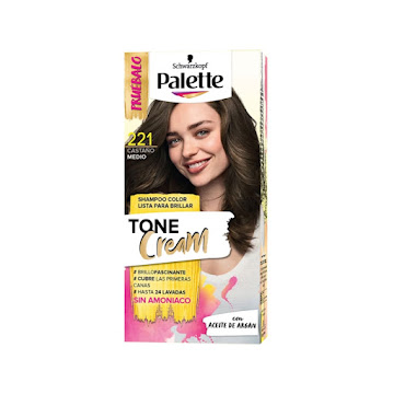 Shampoo Palette Tone Cream 221 Castaño Medio Sin Amoníaco x 1 und  