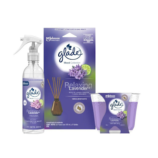 Combo Ambientación Premium Glade Lavanda x3 Glade Combo x 3 Glade® "Mood Collection" Descubre la nueva colección de Glade: Mood Collection, inspirada en fragancias únicas, pensadas exclusivamente para tu estado de ánimo y cualquier rutina de cuidado diario. Cr