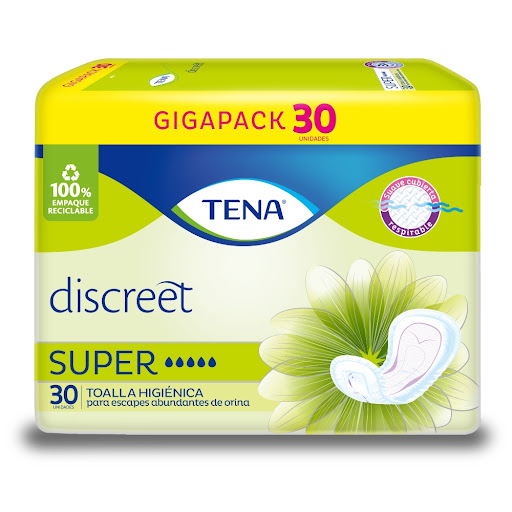 Toallas Higiénicas Tena Discreet Súper Paquete x 30 und