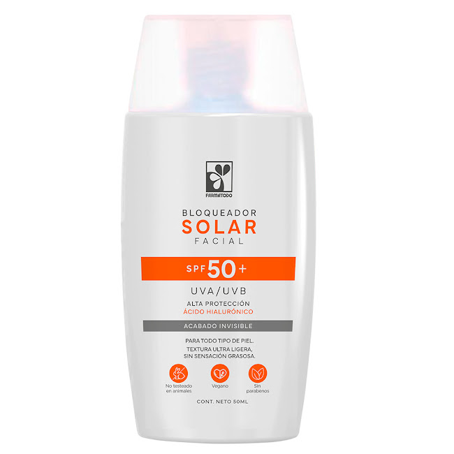 Bloqueador Solar Facial   Farmatodo Spf 50+ Acabado Invisible Ácido Hialurónico x 50 ml  