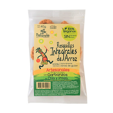 Rosquillas Integrales De Arroz Garbanzo Chía Naturela Veganas x 40 gr  