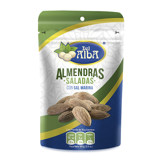 Pasabocas Del Alba Almendras Saladas Con Sal Marina Paquete x 100 gr
