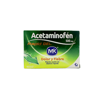 Acetaminofén 500 mg MK Rapid Gel Caja x 10 Cápsulas  
