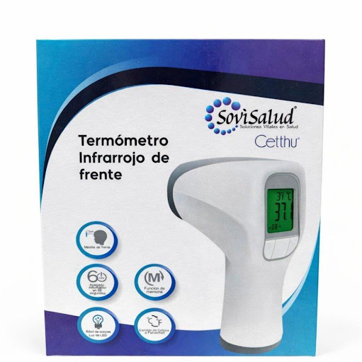 Termómetro Infrarrojo  Cetthu Caja x 1 und Termómetro Infrarrojo de plástico, resistente al agua y respetuoso con el medio ambiente, libre de contaminación por mercurio y vidrio roto.