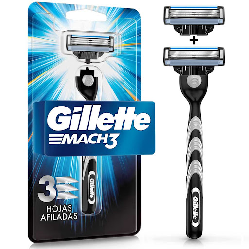 Cuchilla de Afeitar Hombre Gillette Mach 3 + 2 Repuestos Caja x 1 und