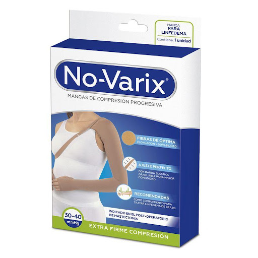 Manga linfedema No-Varix unisex 30-40 mmHg completa beige M No- Varix  x 1 Las mangas de Extra Firme compresión 30-40 mmHg No-Varix son recomendadas como complemento terapéutico para linfedemas de cualquier etiología y secuelas de difícil control. Ideales para Post mastectom