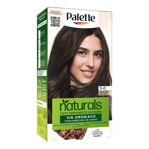 Tinte Palette Naturals Sin Amoniaco 3-0 Castaño Oscuro Caja x 1 und