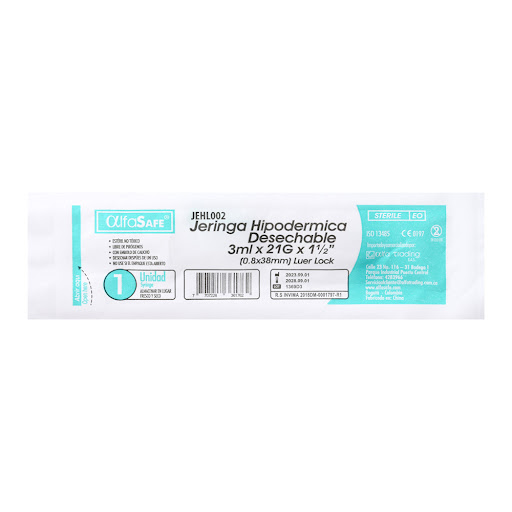 Jeringa Hipodérmica Alfasafe 3ml x 21g x 1 und