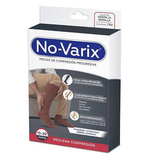 Media de compresión No-Varix hombre 15-20 mmHg  jasped azul XL No- Varix  x 1 Estas medias tienen un diseño original, con una apariencia jaspeada y rocosa para uso casual, permite la combinación con diferentes prendas. Las medias de mediana compresión 15-20 mmHg No-Varix son re