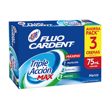 Crema Dental Fluocardent Triple Acción Max x 3 x 75 ml  