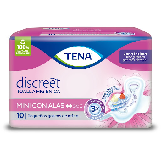 Toallas Higiénicas Tena Discreet Mini Paquete x 10 und