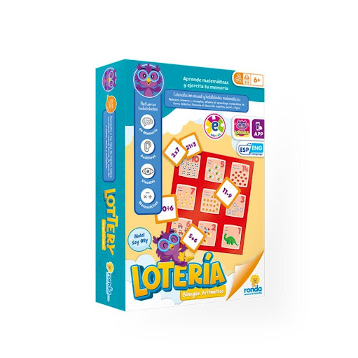 Juegos de Aprendizaje Loteria Aritmetica Ronda Ronda Caja x 1 Juego de lotería que facilita el aprendizaje  de las operaciones básicas por medio de asociacion de figuras y números.
