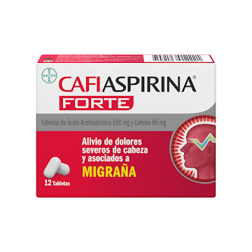 Cafiaspirina Forte Ácido Acetilsalicílico 650mg/65mg Bayer Caja x 12 Tabletas  