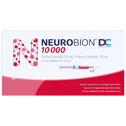 Neurobión DC 10,000 Vitaminas B1 + Vitamina B6 + Vitamina B12 100mg/100mg/10mg P&G Caja x 3 Jeringa