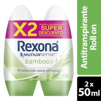 Desodorante Mujer Rexona Roll On Bamboo 48h 53 gr Pack x 2 und  
