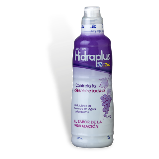 Hidraplus Zinc Cloruro de Sodio + Dextrosa Tecnoquímicas Sabor Uva Frasco x 400 ml