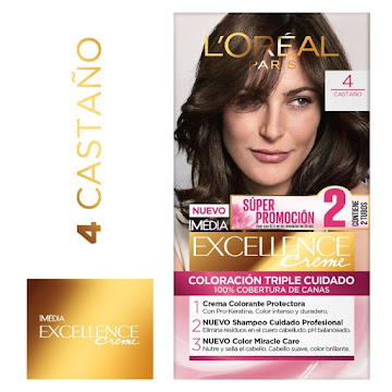 Tinte Loreal Excellence Creme 4 Castaño x 2 und  
