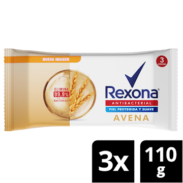 Jabon En Barra Rexona   Antibacterial Avena 3 x 110g 