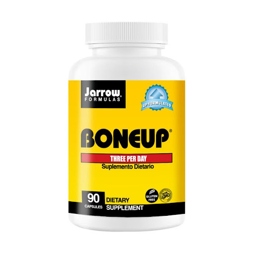 Boneup  Jarrow Formulabs Frasco x 90 Es una fórmula patentada de: 
Vitamina C 
Vitamina D3
Vitamina K2
Calcio
Magnesio
Zinc
Cobre
Manganeso
Potasio
Boro