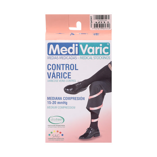 Medias De Compresión Medivaric Mediana Calcetin 15-20 Azul L x 1 und