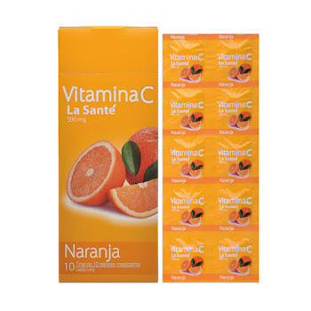 Vitamina C 500 mg Sabor a Naranja Fracción  x 10 und  
