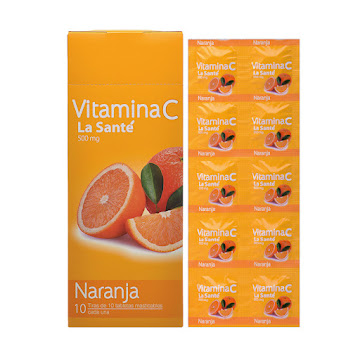 Vitamina C 500 Mg Sabor A Naranja Fracción X 10 Und

