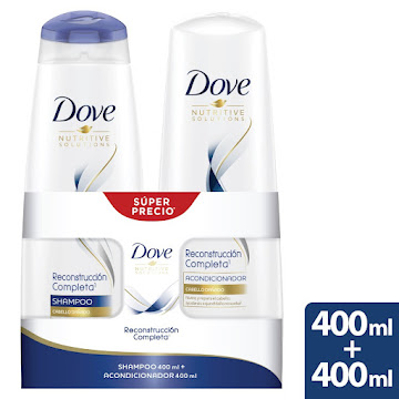 Shampoo Reconstrucción Completo x 400 ml + Acondicionador Dove 400 ml x 2 und  