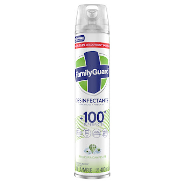 Desinfectante Superficies Y Ambientes Family Guard En Aerosol Fragancia Campestre Frasco x 400 ml  