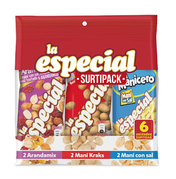Mani La Especial   Surtipack x 6 Uni - 2 Arandamix 2 Kraks y 2 Con Sal Paquete x 156 gramos 