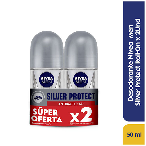 Desodorante Nivea Men Silver Protect Roll-On 50 ml x 2 und