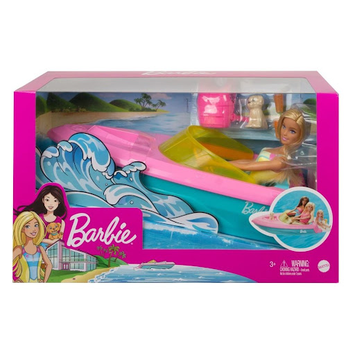 Barbie Bote Con Muñeca Barbie  x 1 El Barbie Bote con Muñeca es perfecto para los niños que sueñan con explorar el océano y vivir aventuras en alta mar. Con su barco que realmente flota, podrán imaginar emocionantes travesías junto a B