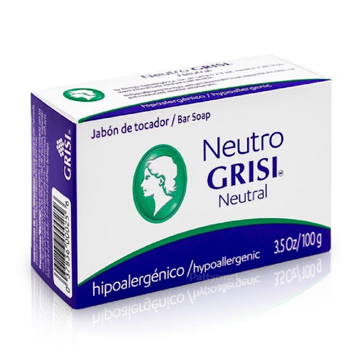 Jabón Barra Hipoalergénico Neutro 100g - Grisi Grisi Caja x 2 Und El Jabón Barra Hipoalergénico Neutro natural de tocador, esta elaborado para el cuidado de la piel de toda la familia, recomendado por dermatólogos para piel sensible.
Libre de fragancia.
pH cercano a