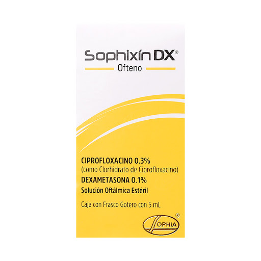 Sophixin DX Ciprofloxacina + Dexametasona 0,3%/0,1% Sophia Frasco x 5 ml