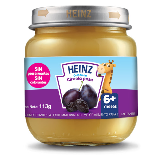 //COMPOTA HEINZ COLADO CIRUELAS PASAS X113G.                            